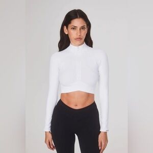 NWT Joja Exhale Long Sleeve Half-Zip Crop Top in Luna White, Sizes XS, S, & L/XL